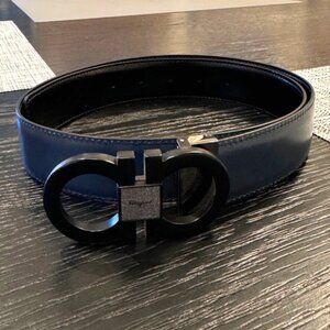 Salvatore Ferragamo Men's Tonal Double Gancini Reversible Leather Belt